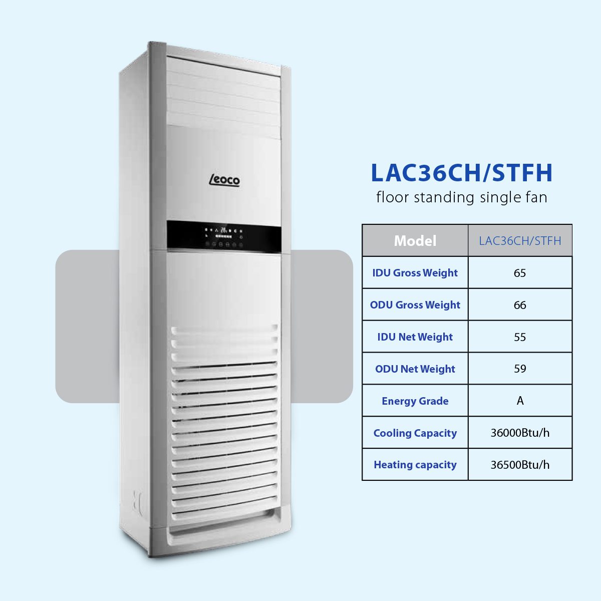 کولر گازی ایستاده لئوکو 36000 مدل LAC36CH/STFH