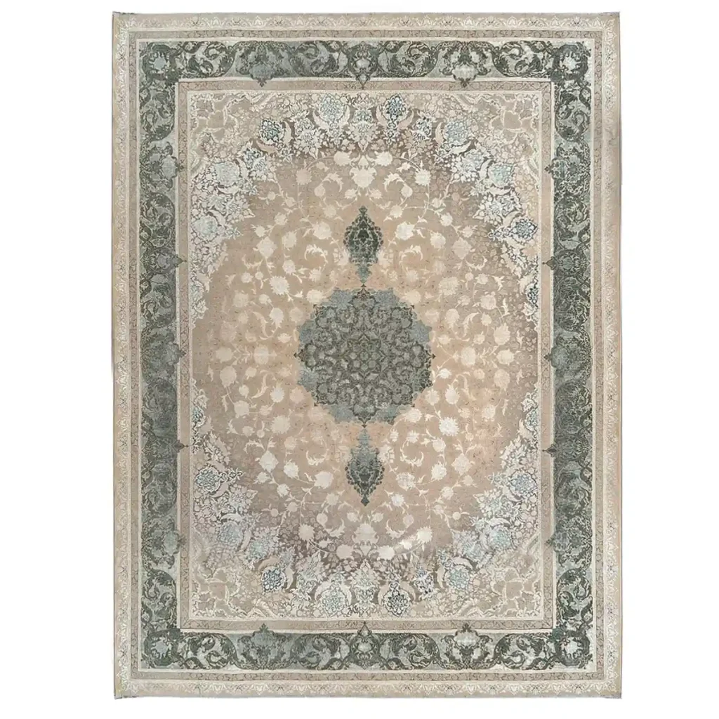 فرش 1200 شانه 12 متری سوفیا مدل مانیا بژ سبز