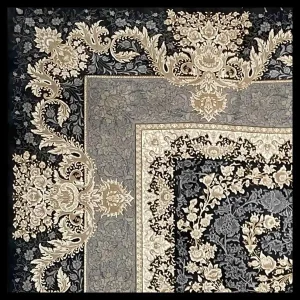 فرش 1200 شانه 12 متری سوفیا مدل گل رخ زغالی