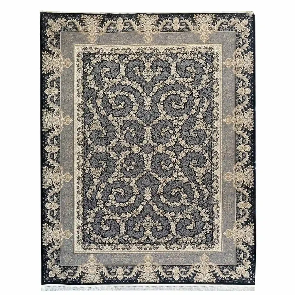 فرش 1200 شانه 12 متری سوفیا مدل گل رخ زغالی