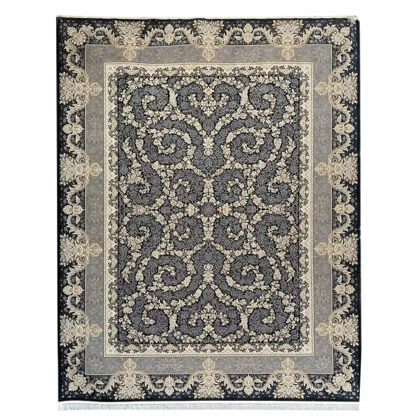 فرش 1200 شانه 12 متری سوفیا مدل گل رخ زغالی