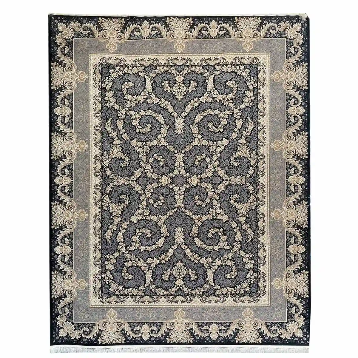 فرش 1200 شانه 12 متری سوفیا مدل گل رخ زغالی فرش 1200 شانه 12 متری سوفیا مدل گل رخ زغالی