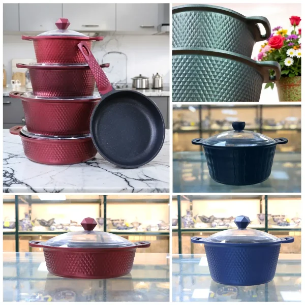 سرویس چدن 9 پارچه گرانیت تیارا الماسی / موجی