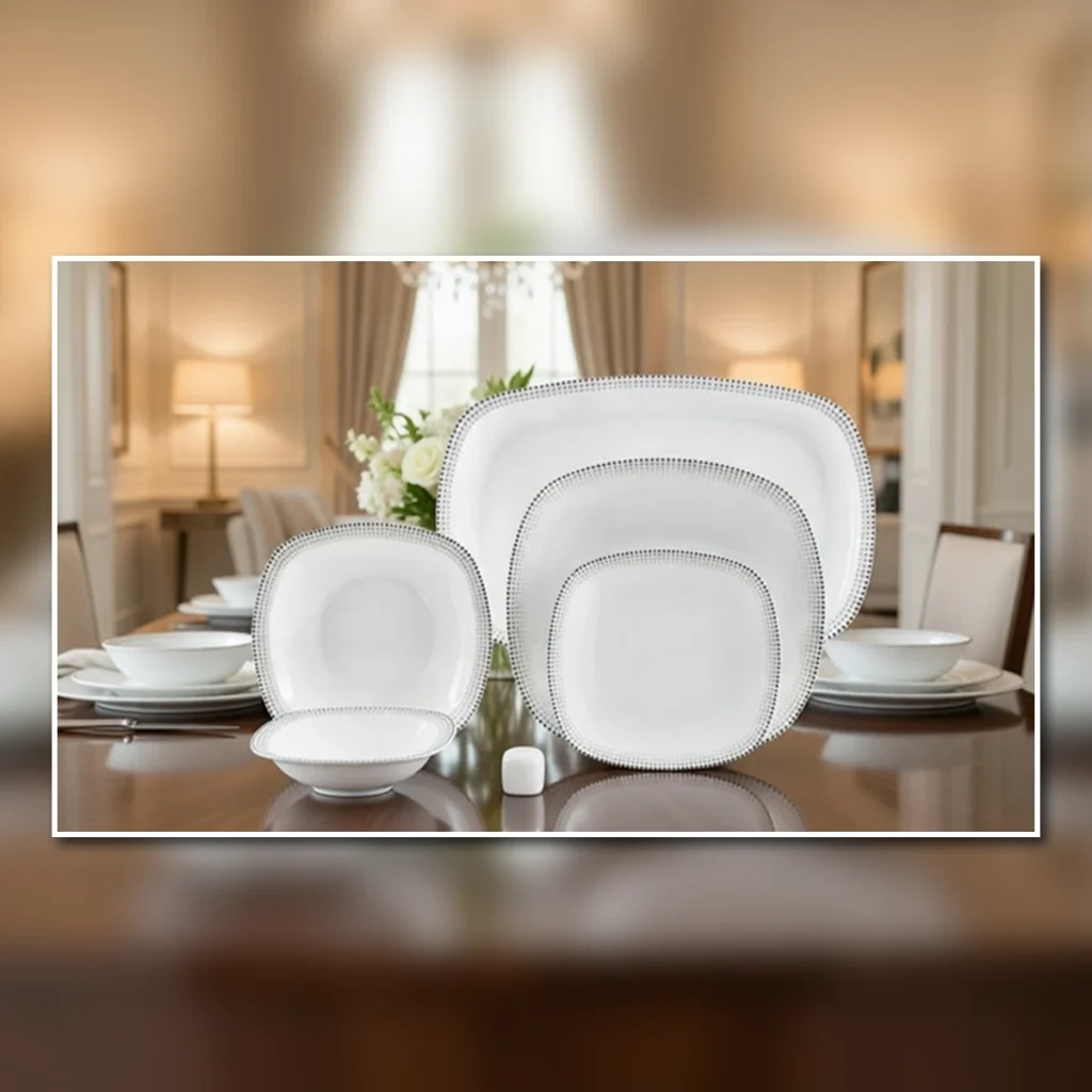سرویس چینی 27 پارچه غذاخوری زرین مون بلان مشکی