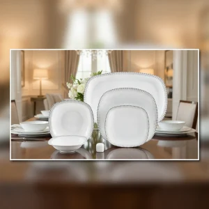 سرویس چینی 27 پارچه غذاخوری زرین مون بلان مشکی