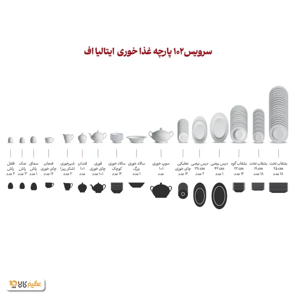 سرویس چینی 102 پارچه کامل زرین گلستان