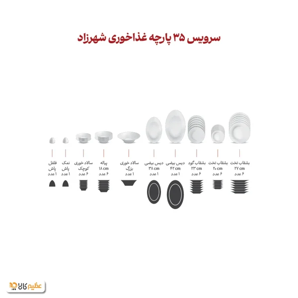سرویس چینی 35 پارچه غذاخوری زرین گلزار