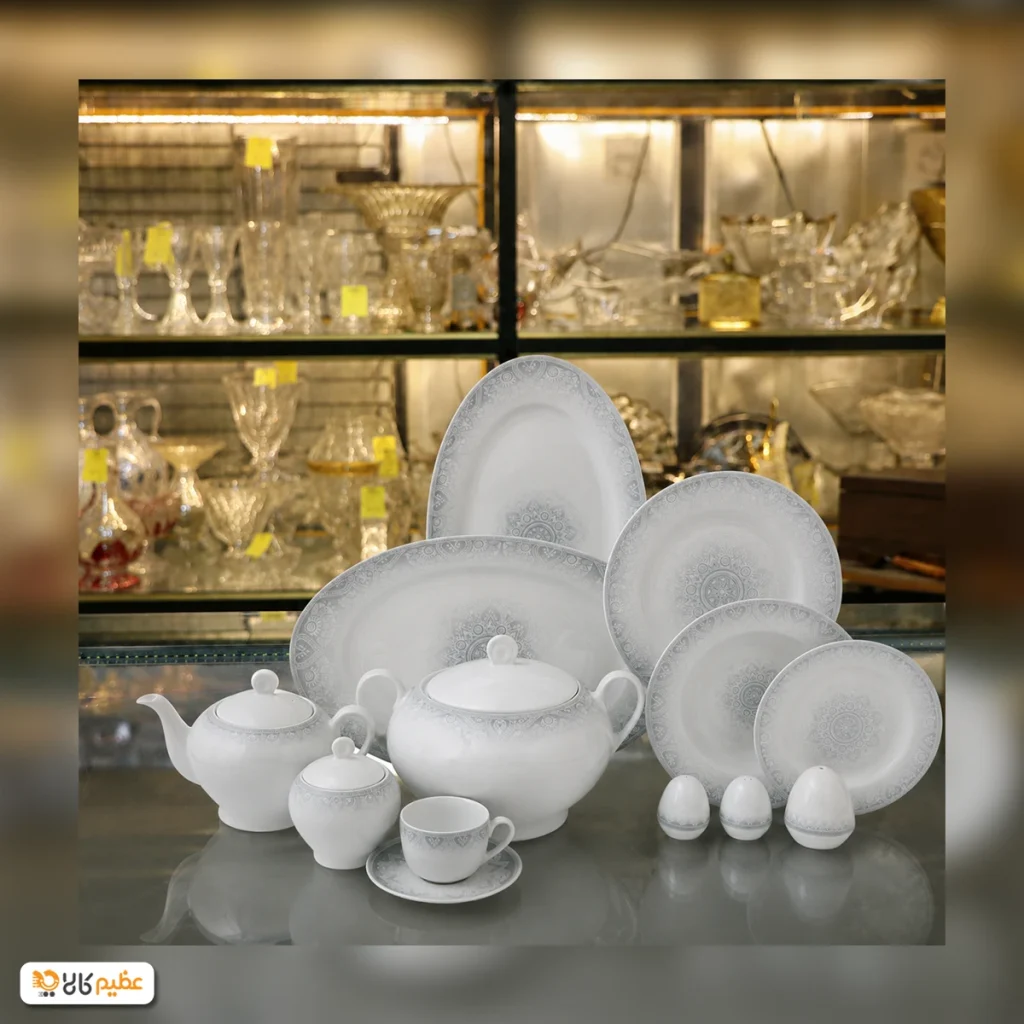 سرویس چینی 102 پارچه کامل زرین ادلین طوسی