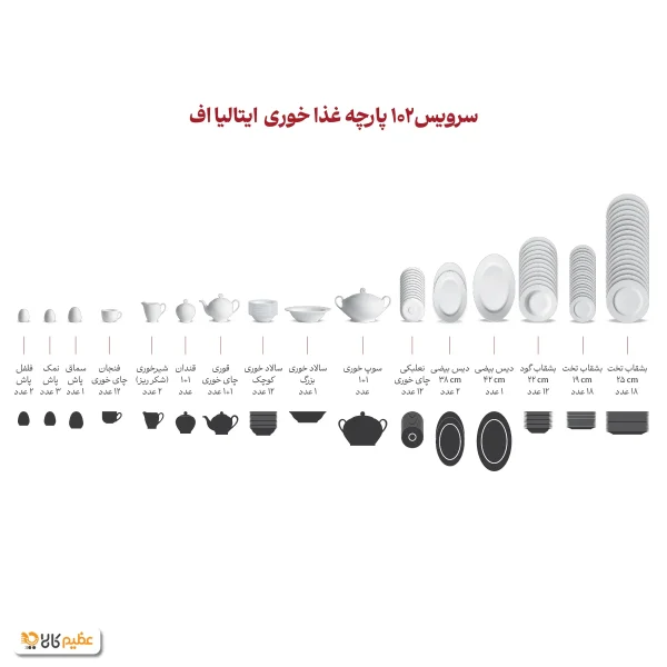 سرویس چینی 102 پارچه کامل زرین سابرینا